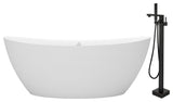 67 inch Double-headed Raised Solid Surface Soaking Tub with Standing Faucet