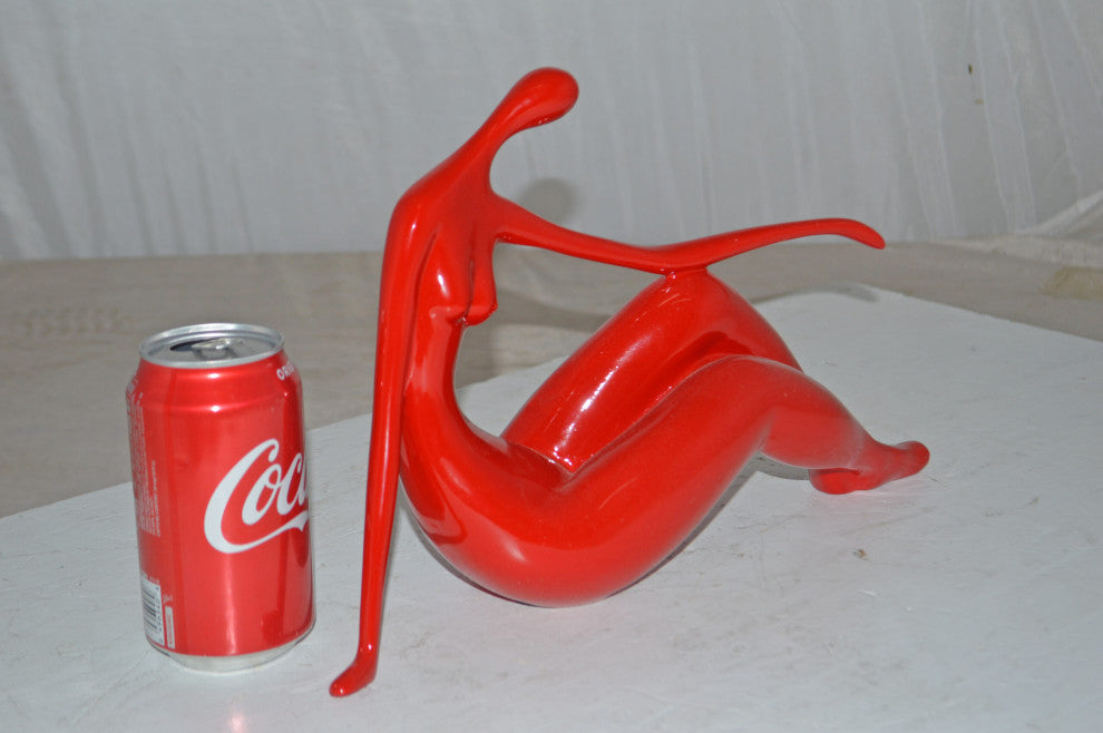 Modern Art Medium Red Women on the Beach Resin Statue - Size: 14" x 4" x 9"H