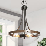 LNC Modern 3-Light  Drum Chandelier With Glass Shade