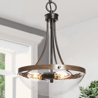 LNC Modern 3-Light  Drum Chandelier With Glass Shade