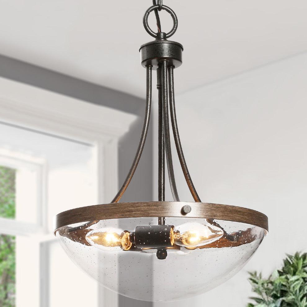 LNC Modern 3-Light  Drum Chandelier With Glass Shade