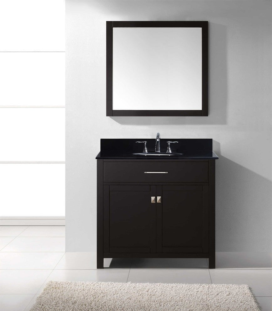 Caroline 36" Single Bathroom Vanity Set Espresso, Granite Countertop
