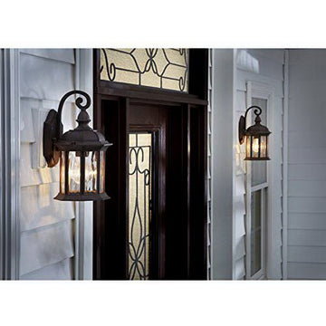 Bellwood Olde Brick And Clear Wave Glass Exterior Wall Light