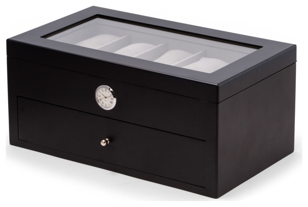 Black Wood Twenty Watch Box, Quartz Movement Clock