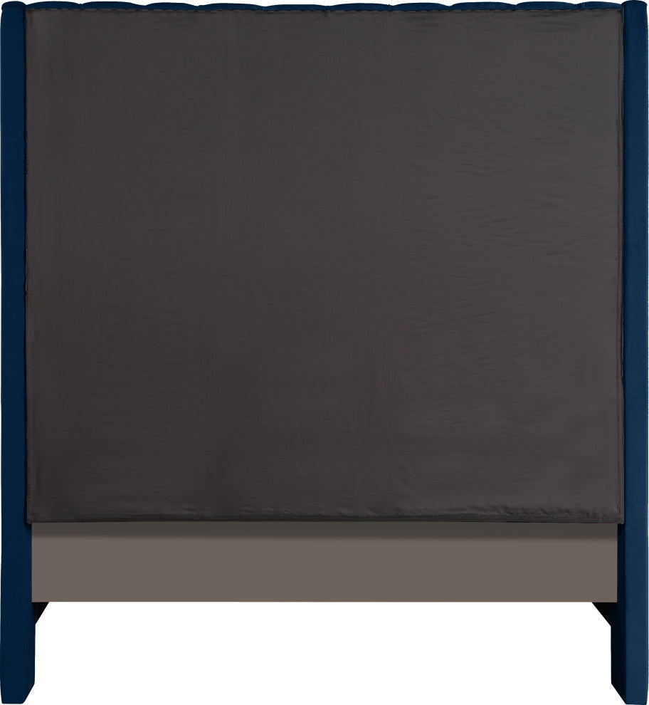 Fritz Velvet Upholstered Bed, Navy, Full