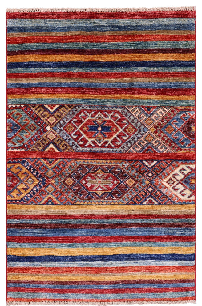 2' 8" X 4' 0" Super Kazak Khorjin Hand-Knotted Rug Q11002