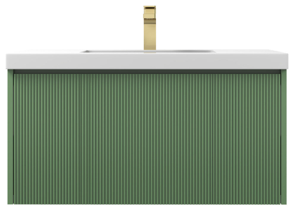 Floating Bathroom Vanity with Sink, Wall Mounted Vanity, Green, 36" W/ Sink