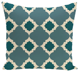 Medina Geometric Print Pillow, Aqua, 16"x16"
