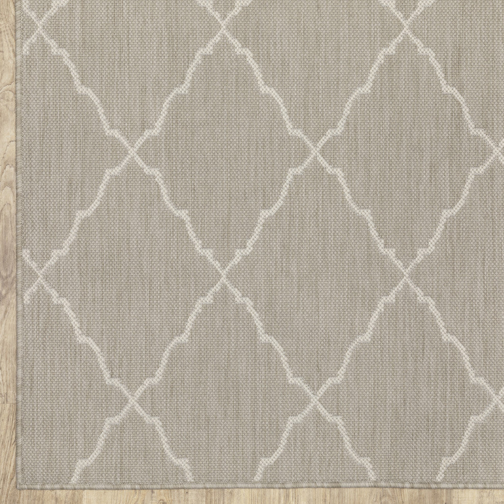 Parlan Lattice Indoor-Outdoor Area Rug, Gray, 9'10"x12'10"