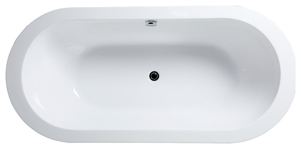 Vanity Art Freestanding Acrylic Soaking Bathtub, White, 71" x 34"