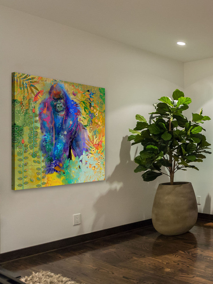 "Gorilla Jungle Thinker" Painting Print on Canvas by Evelia