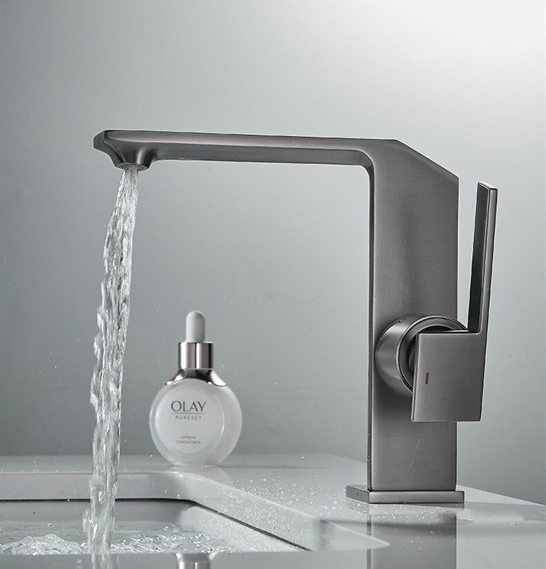 Tiqui™ Solid Brass Bathroom Sink Faucet, Matte Gray