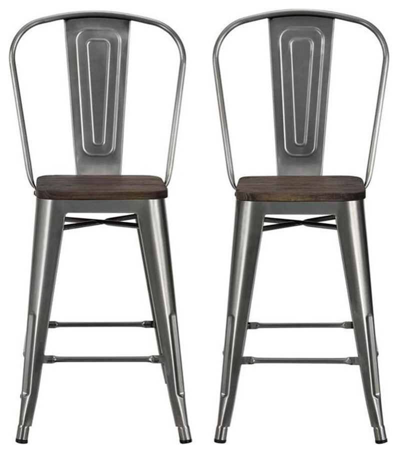 DHP Luxor 24" Metal Counter Stool in Antique Gun Metal (Set of 2)