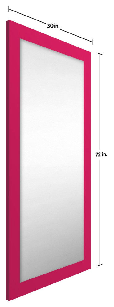 72"x30" Pop of Color Wall/Floor Mirror Art, Intense Pink