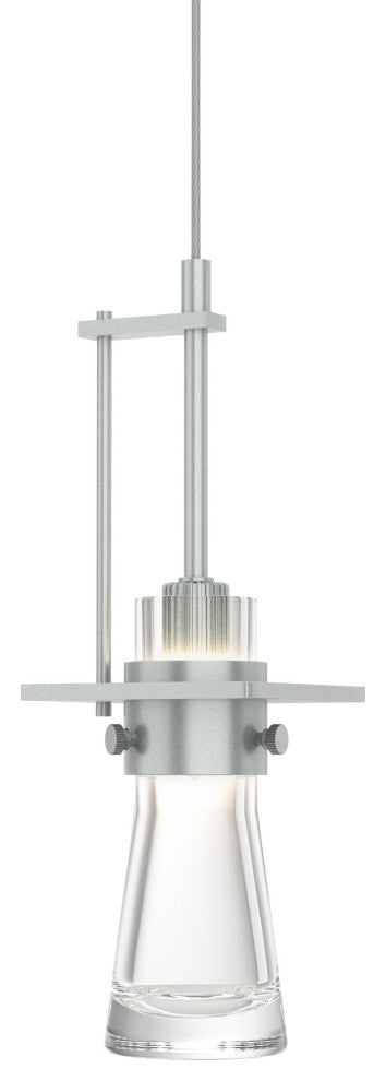 Erlenmeyer Large Low Voltage Mini Pendant, Clear Glass, Vintage Platinum