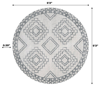 Amir Moroccan Beni Souk Rug, Cream/Gray, 8' Round