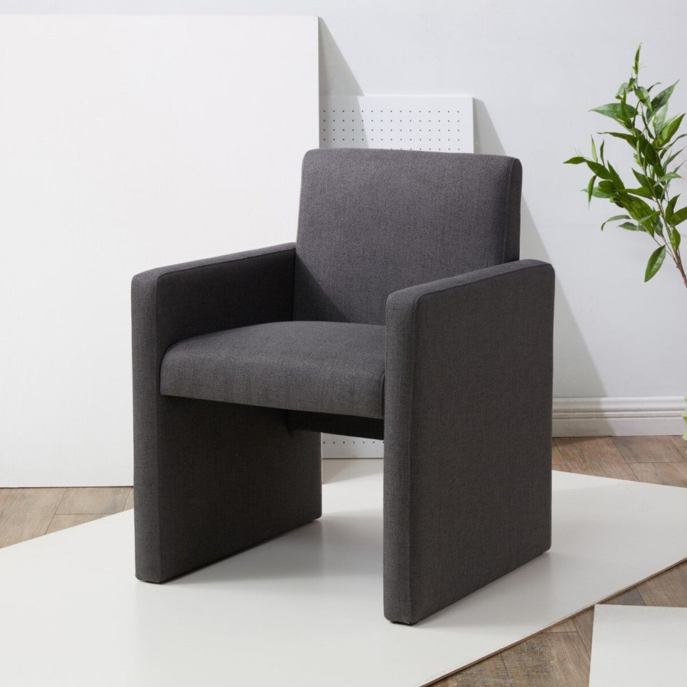 Safavieh Couture Maisey Linen Arm Chair, Charcoal Grey