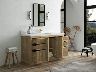 Alys Teak 60 Single Sink Bathroom Vanity Whitewashed 2" Empira Quartz