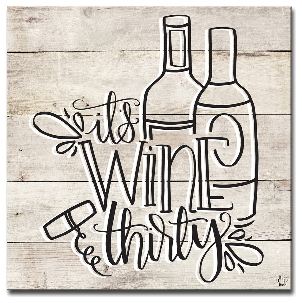 Ready2HangArt ''Wine Thirty'' by Ink Letter Love Canvas Art, 12"x12"