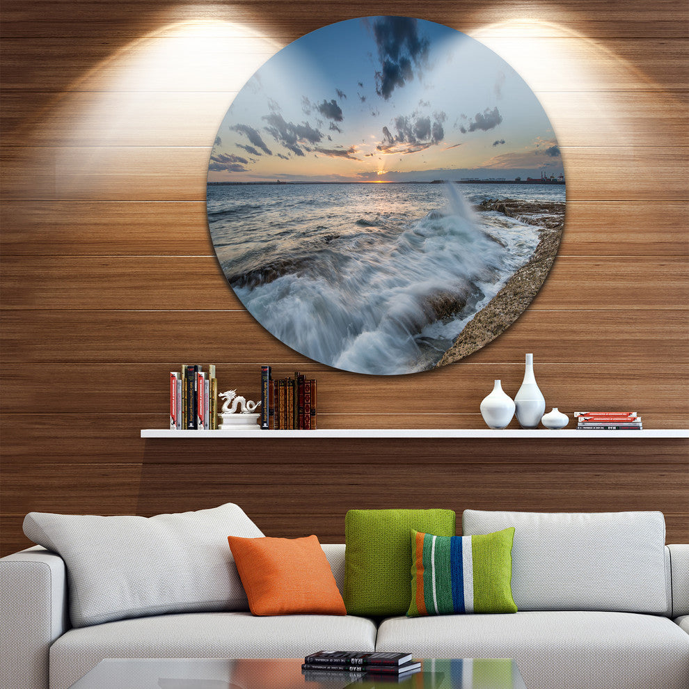 Sydney Sunset At La Per House, Seashore Round Wall Art, 11"