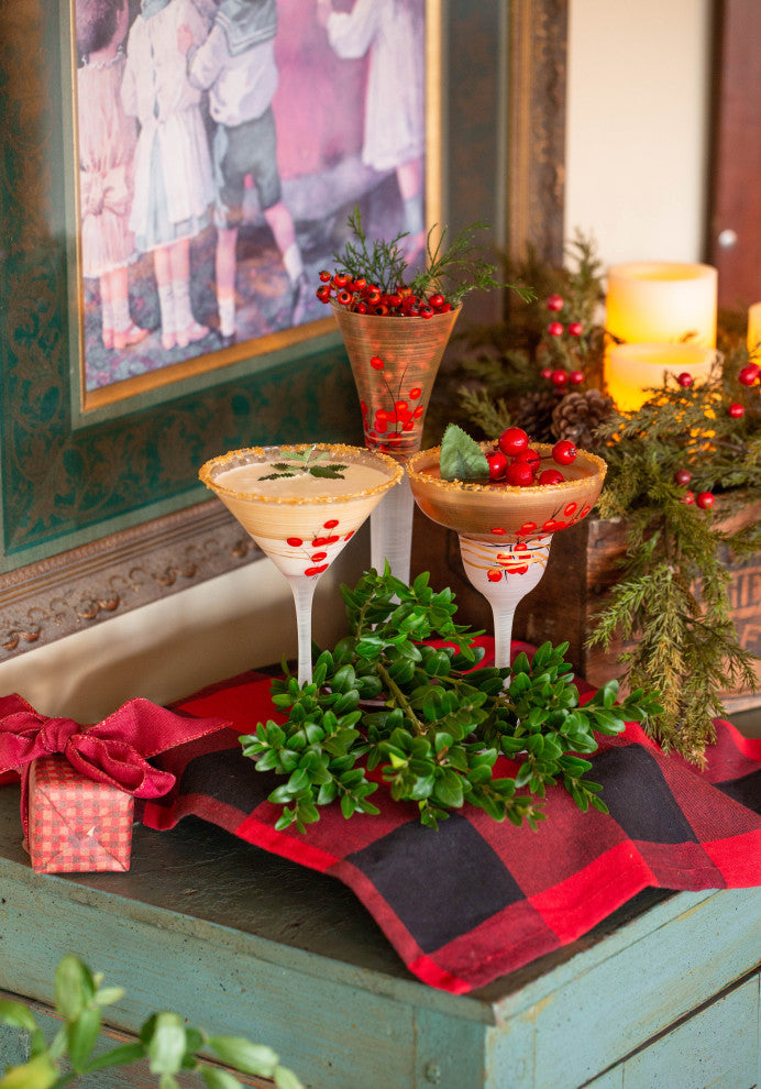 Berries 'n Branches Martini Glasses, Set of 2