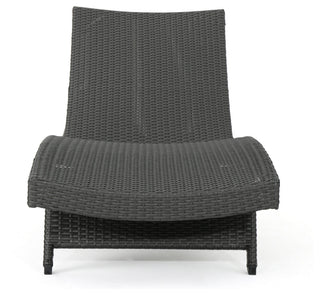GDF Studio 2-Piece Olivia Outdoor Gray Wicker Chaise Lounge and Table Set