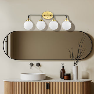 Caleb 30.75" 4-Light Contemporary Transitional Iron/Glass LED Vanity Light