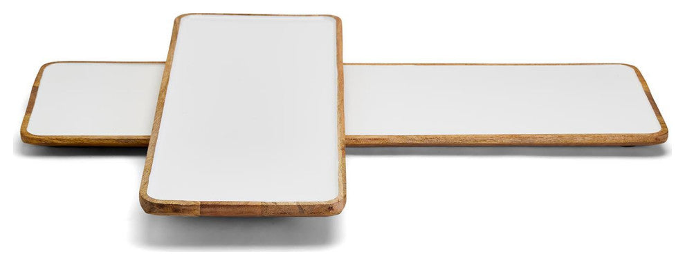 Two''s Company Grazing Soiree Hand-Crafted Set of 2 Long Rectangular Serving Tray