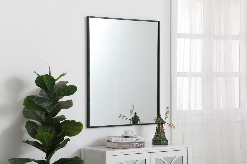 Elegant Decor MR43036BK Metal Frame Rectangle Mirror, 30", Black