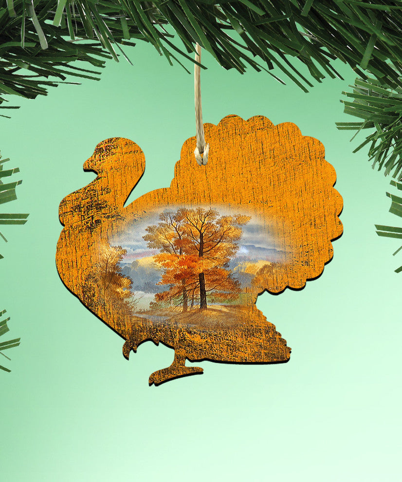 Scenic Turkey Ornament, Set of 3