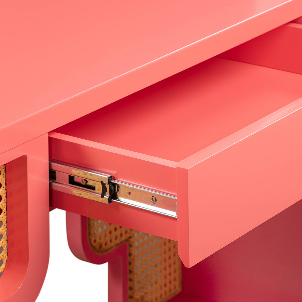 Suzie Rattan Executive Desk, Pink