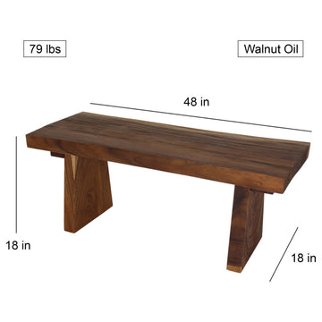 Haussmann Wood Natural Edge Bench 48 in x 18 x 18 in H KD Walnut Oil