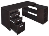 L-Shape Office Desk With Drawers and Shelves, White