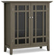 Simpli Home Bedford Wood 39" Transitional Medium Cabinet in Farmhouse Gray