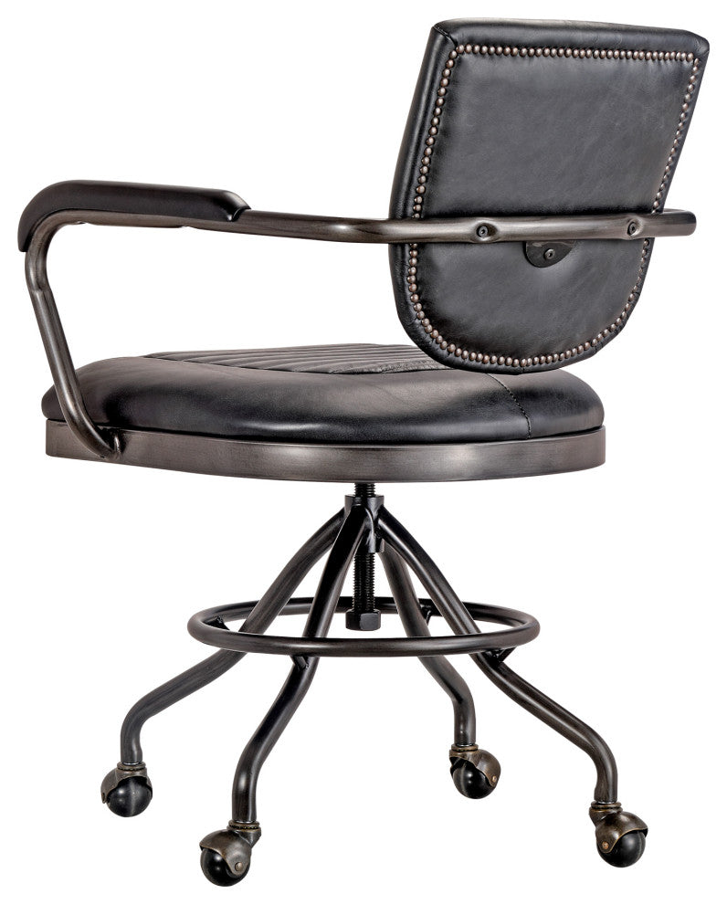 Foster Swivel Desk Chair Onyx Black Leather