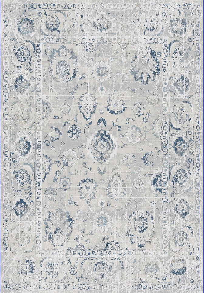 Castilla Gray And Blue Area Rug, 3.11'x5.7'