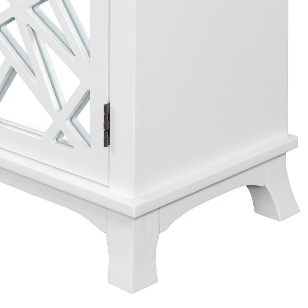 Wood Double Door Accent Cabinet with 2 Drawers, White, 30'' X 14''