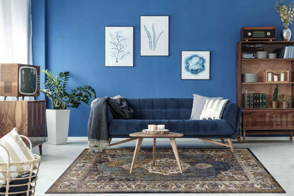 7' X 10'  Polypropylene Navy Area Rug