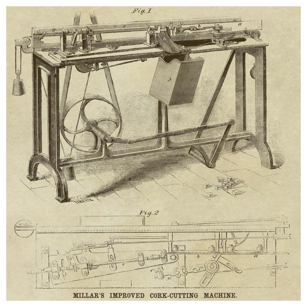 "Millar's Improved Cork Cutting Machine" Print by Inventions, 46"x46"