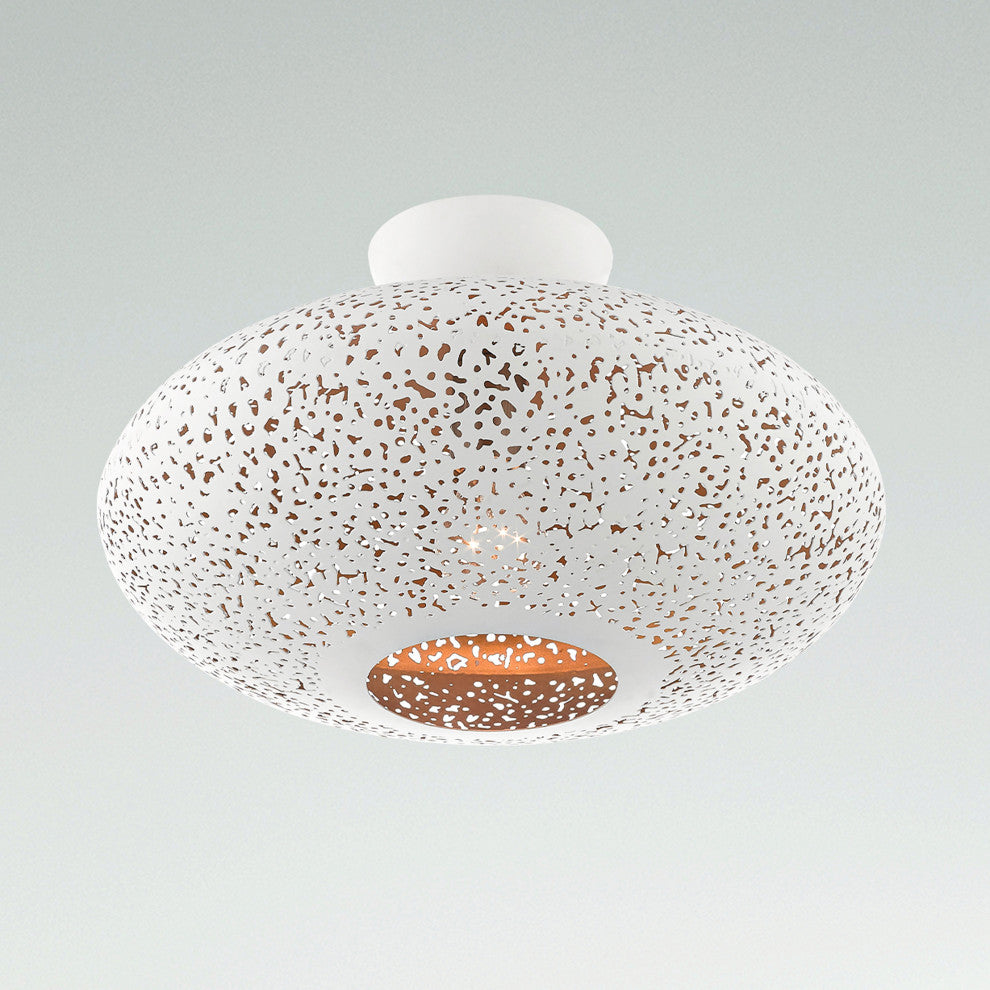 Livex Lighting Charlton 1 Light White With Brushed Nickel Accents Semi-Flush