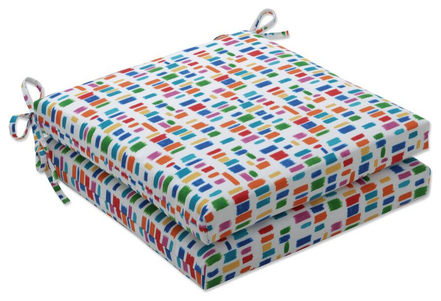 Color Tabs Primaries Squared Corners Seat Cushion 20x20x3, Set of 2
