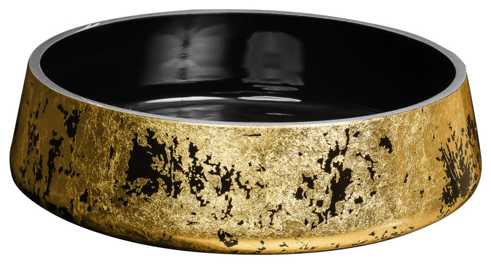 Exte Luxe Bathroom Vessel Sink, Black and Gold
