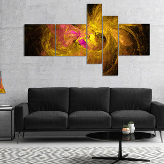 Golden Fractal Abstract Illustration, Abstract Canvas Print, 60"x32", 5 panels