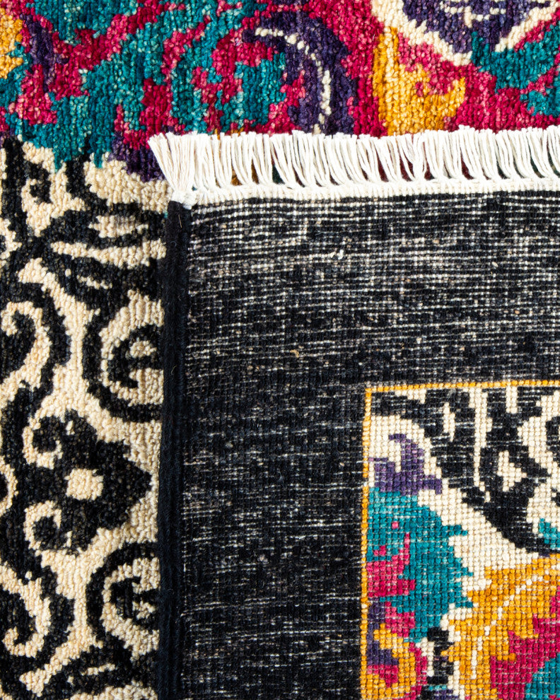 Suzani, One-of-a-Kind Hand-Knotted Area Rug Black, 8' 0" x 10' 0"