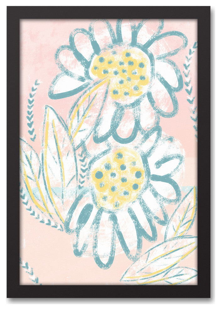 Bright Funky Florals 12x18 Black Framed Canvas