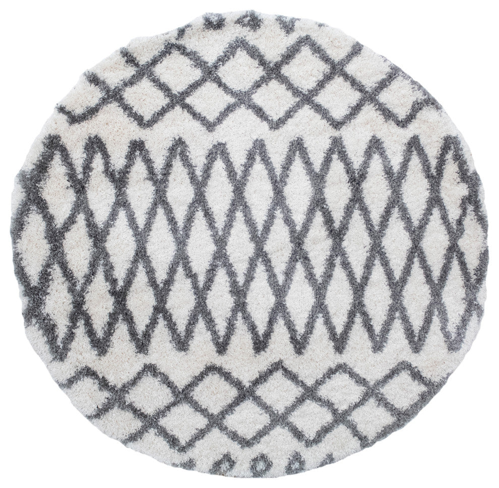 Noori Rug Shag Roy Ivory/Silver Round Rug