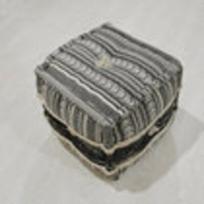 Contemporary Handmade Cotton Pouf, 14x14x14