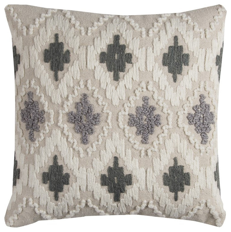 Gray Beige Classic Ikat Pattern Throw Pillow