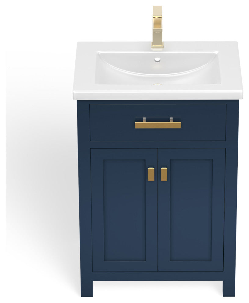 The Savoy Bathroom Vanity, Monarch Blue, 24", Single, Without Mirror, Freestanding