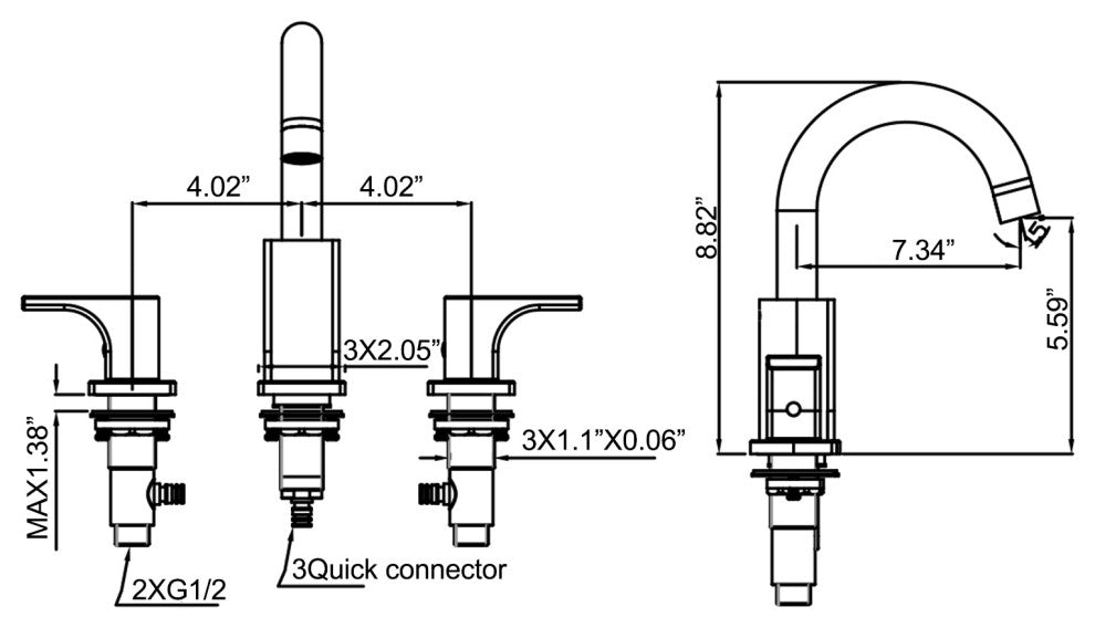 Deck Mounted Two-Handle Widespread Bathroom Faucet